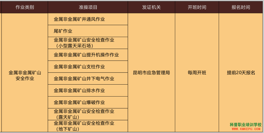 2020年云南省特种作业与特种设备作业考试报名简章